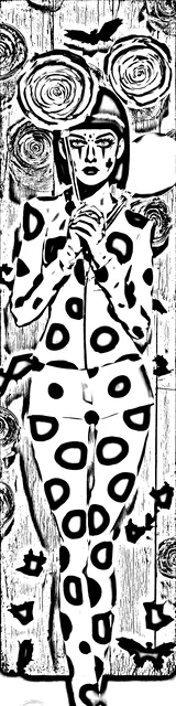 Free colorable bookmarks of a clown wearing a spotted outfit